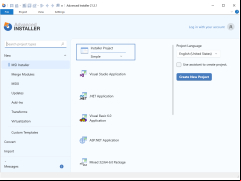 Advanced Installer - main-screen