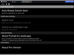 Auto Rotate Screen - settings