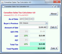 Canadian Sales Tax Calculator screenshot 1