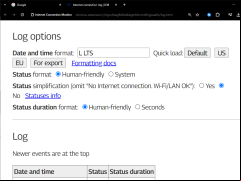 Internet Connection Monitor - log-options