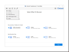 Ontrack EasyRecovery Professional - menu