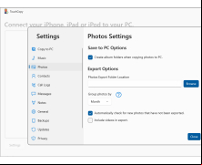 TouchCopy - photo-settings